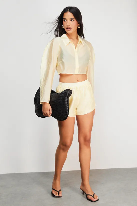 Organza Boxy Zip Through Shirt