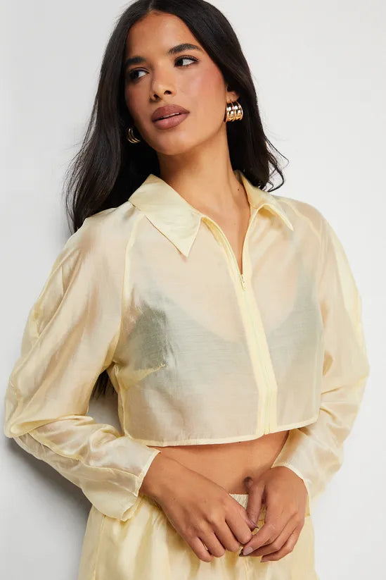 Organza Boxy Zip Through Shirt