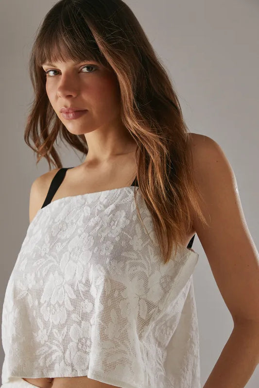 Tablecloth Crochet Strappy Crop Top